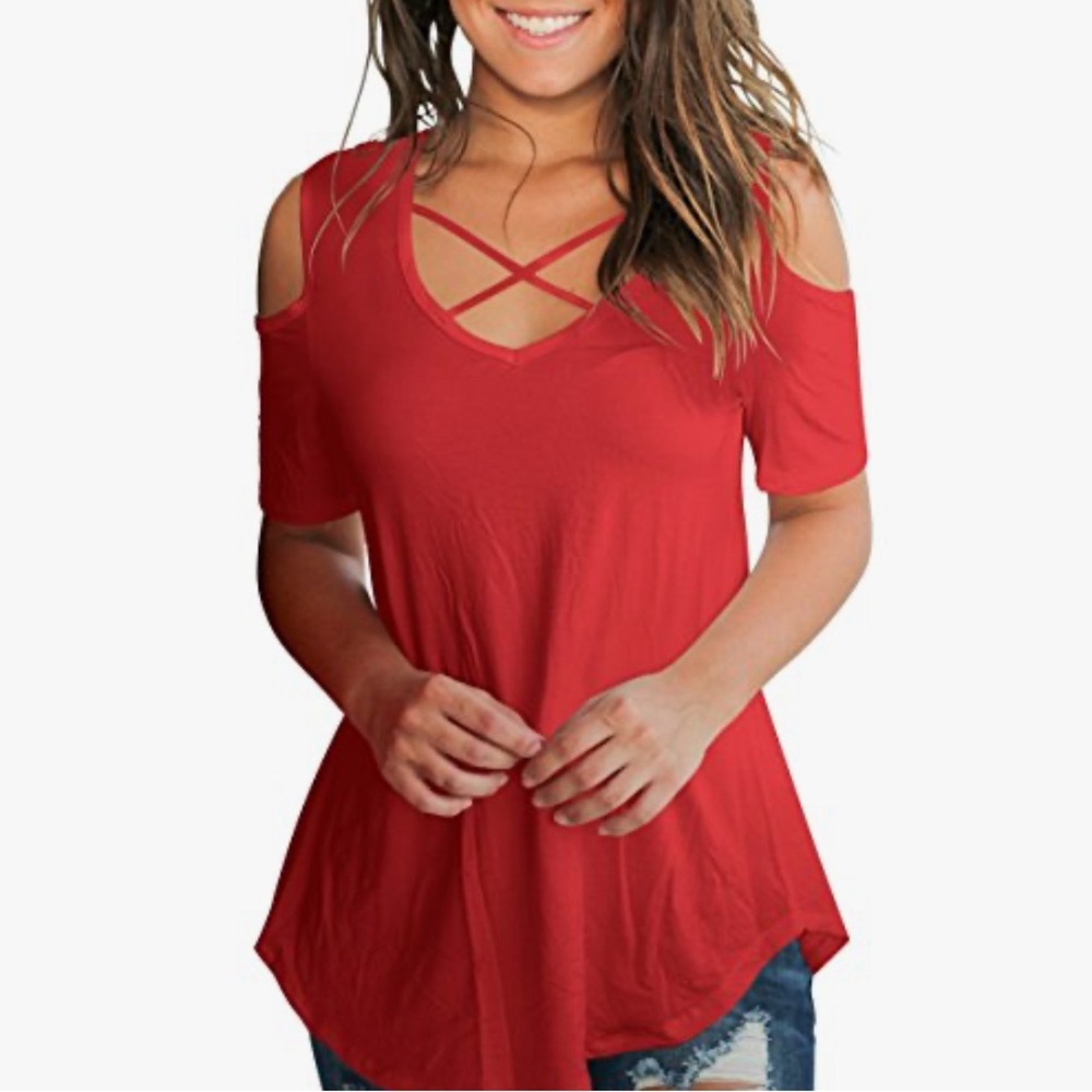 Amazon Basics • Soft Cold Shoulder Flowy Top